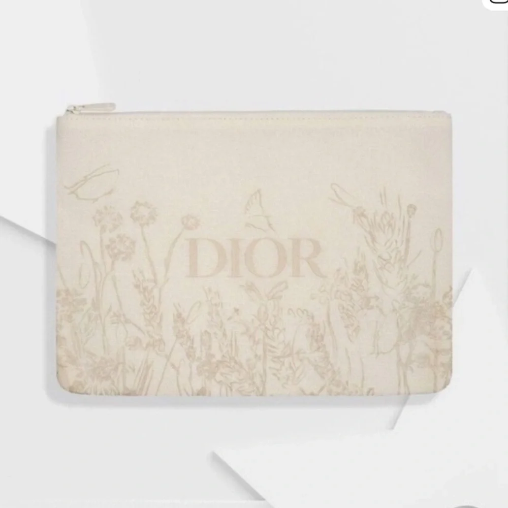 Dior beauty spring flower makeup pouch new. 11”x8”